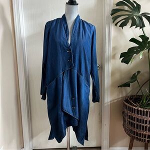 Cynthia Ashby Chambray Denim Asymmetrical Jacket Tunic